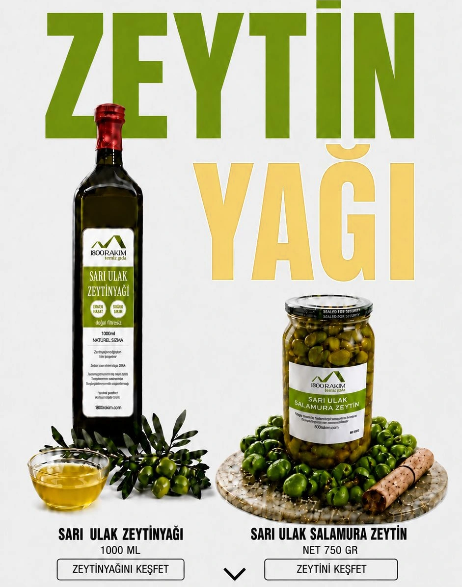 1800 Rakım Sarı Ulak Zeytinyağı 1000 ml ve Sarı Ulak Salamura Zeytin 750 g